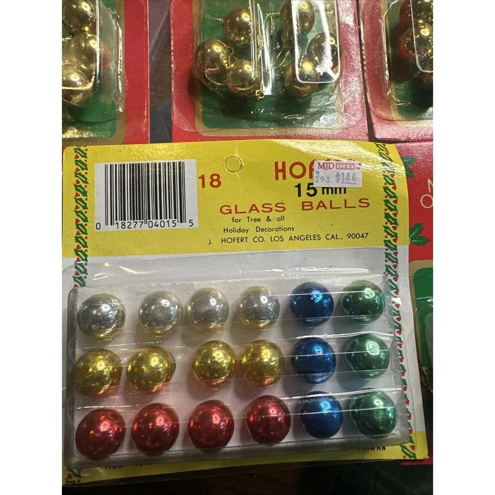 Lot‎ 10 Vintage Mini Christmas Tree Ornaments SSCO Hofert Cardinals Gifts Balls